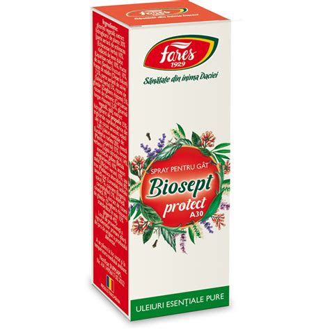 Spray pentru gat A 30 Biosept, 20 ml, Fares.